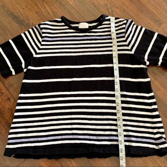 Anthropologie Postmark Black, White and Blue Striped Short Sleeve Sweater SZ- S - Picture 5 of 7